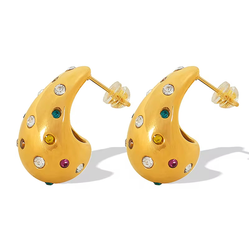 JEWELRY Customize Large Drop Earrings Niche High Design Inlaid Rhinestone Glue Bead Earrings Exaggerated Earrings My Store