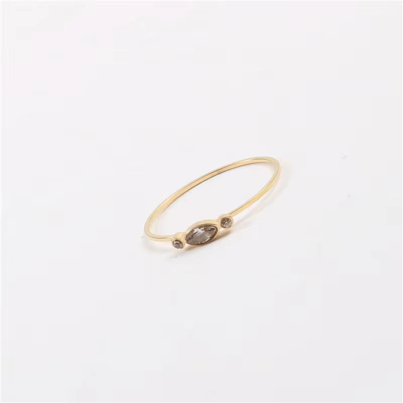 Ins Hot High End 18K Gold Plated Dainty Glass Rings for Women Trendy Jewelry My Store