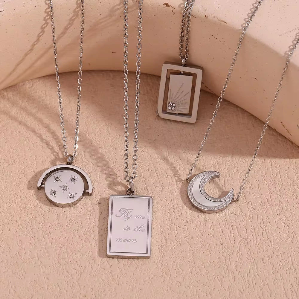 Wholesale Fashion Gold Plated Necklace Set Tarnish Free Jewelry Enamel Stainless Steel Pendant Necklace My Store