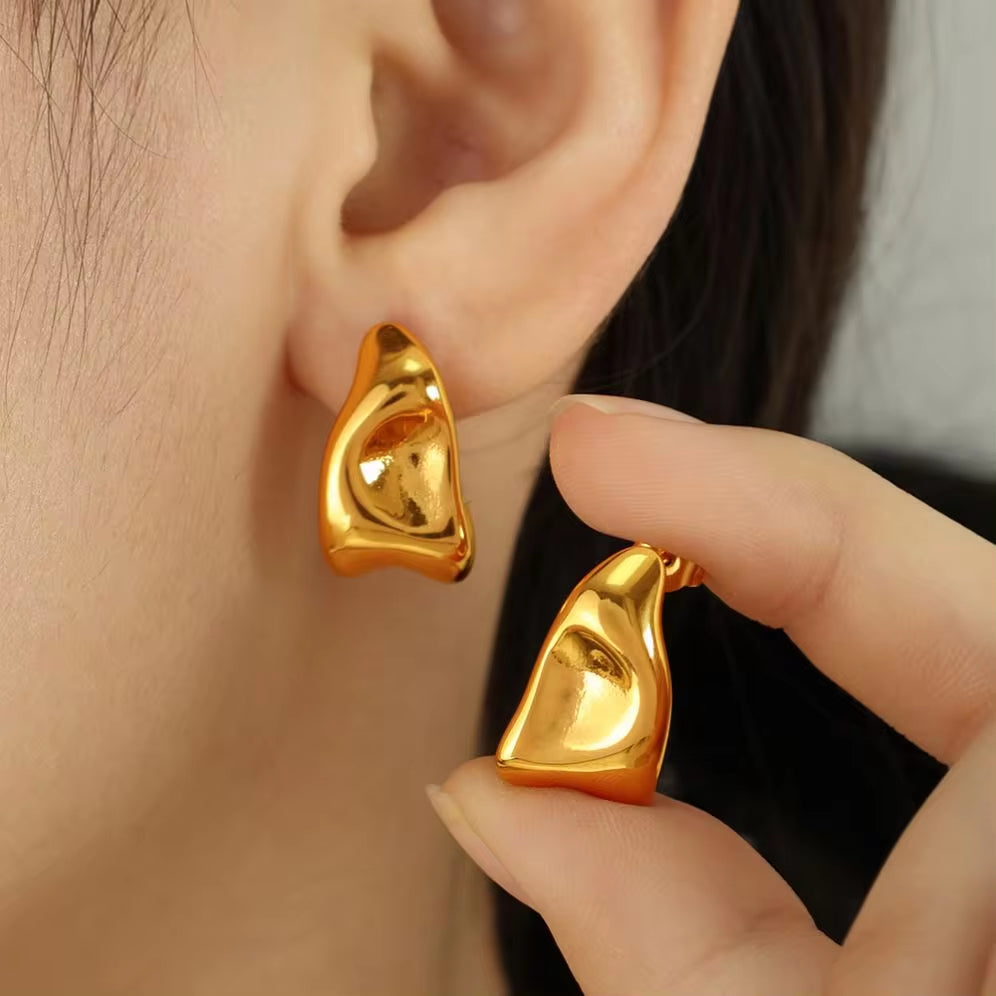JEWELRY EH291 the Most Competitive Price Creative Simple Glossy Stainless Steel Gold-Plated Earrings My Store