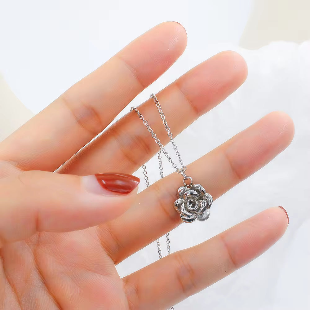 Lotus Pendant Necklace Fashion 316L Stainless Steel Necklace Jewellery Lotus Flower Necklace for Women Girl My Store