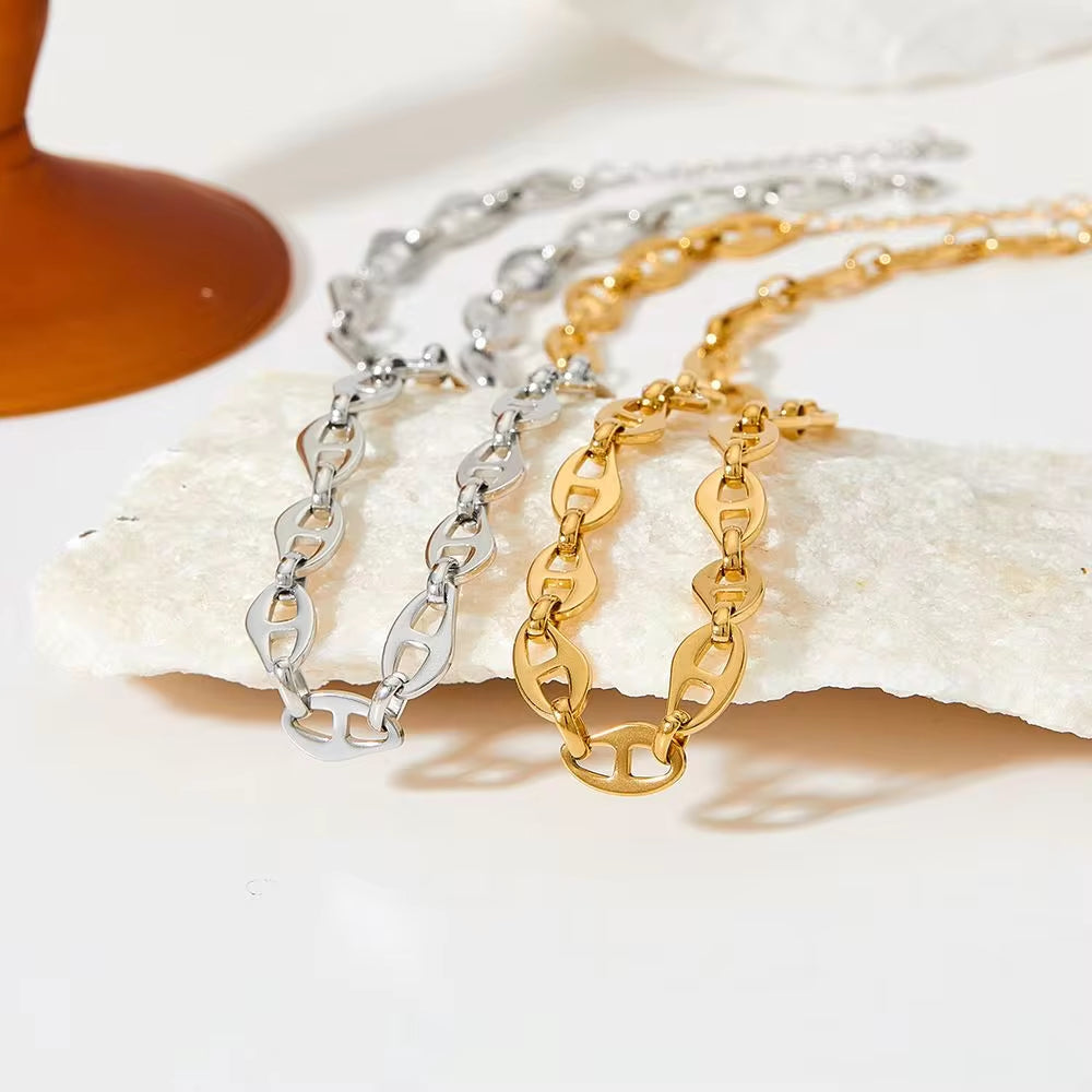 Ins Gold Plated Stainless Steel Pig Nose Designer Chokers Necklace for Women My Store