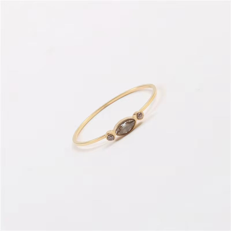 Ins Hot High End 18K Gold Plated Dainty Glass Rings for Women Trendy Jewelry My Store