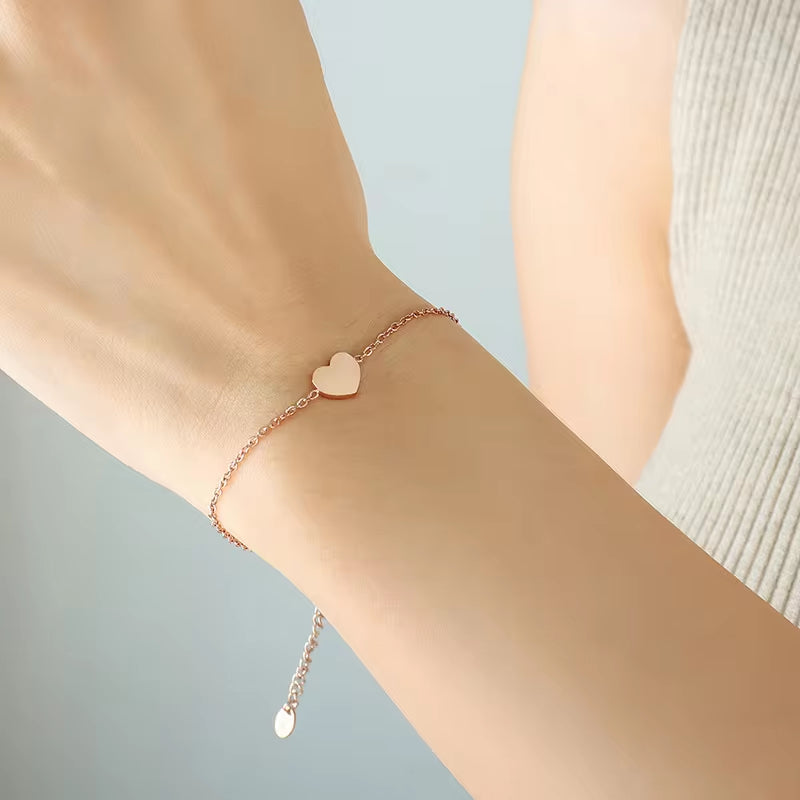 18K Plated Gold Non-Fading Stainless Steel Heart Bracelet Jewelry Ladies Armband My Store