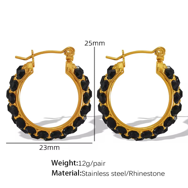 JEWELRY EH188 Fashion Inlaid Rhinestone C-Shaped Earrings Earrings Stainless Steel Earrings Wholesale My Store