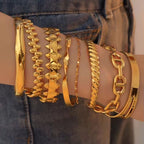 JEWELRY SZ29-35 2024 Fashion Stainless Steel Open Bangle Exaggerated Irregular Bangle My Store