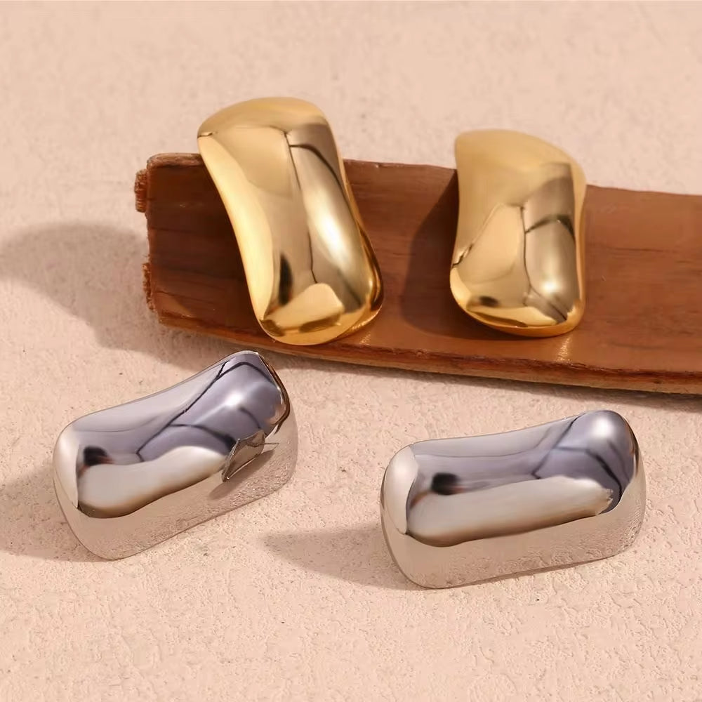 Minimalist Jewelry Rectangle Stud Earrings 18K Gold Plated Stainless Steel Statement Earrings My Store