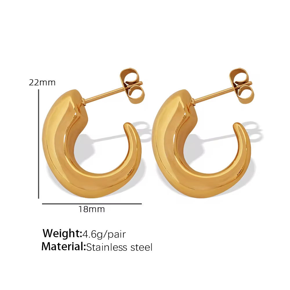 JEWELRY EH230-1 French Haute Sense of 18K Gold C-Shaped Hollow Earrings Geometric Minimalist Earrings for Women My Store