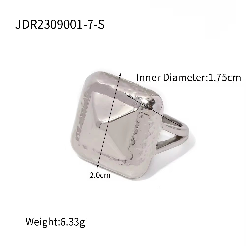 Stainless Steel Silver PVD Plated Geometric Fashion Jewelry Rivet Finger Ring Minimalist Jewelry My Store