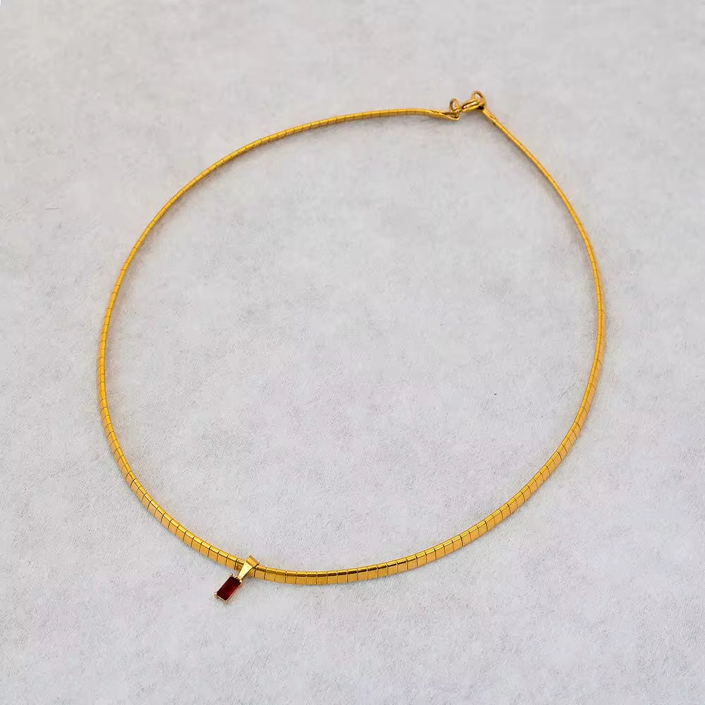 Fashion Rainbow Zircon Pendant Necklace INS Choker Chain Collar for Women Jewelry 18K Gold Stainless Steel Jewelry My Store