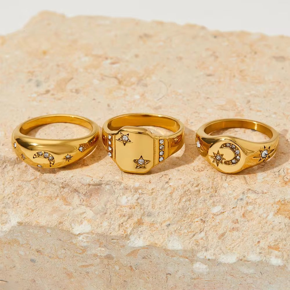 New Arrival Design Chunky Star Zircon North Star Rings Waterproof & Tarnish Free Stainless Steel Jewelry Rings My Store