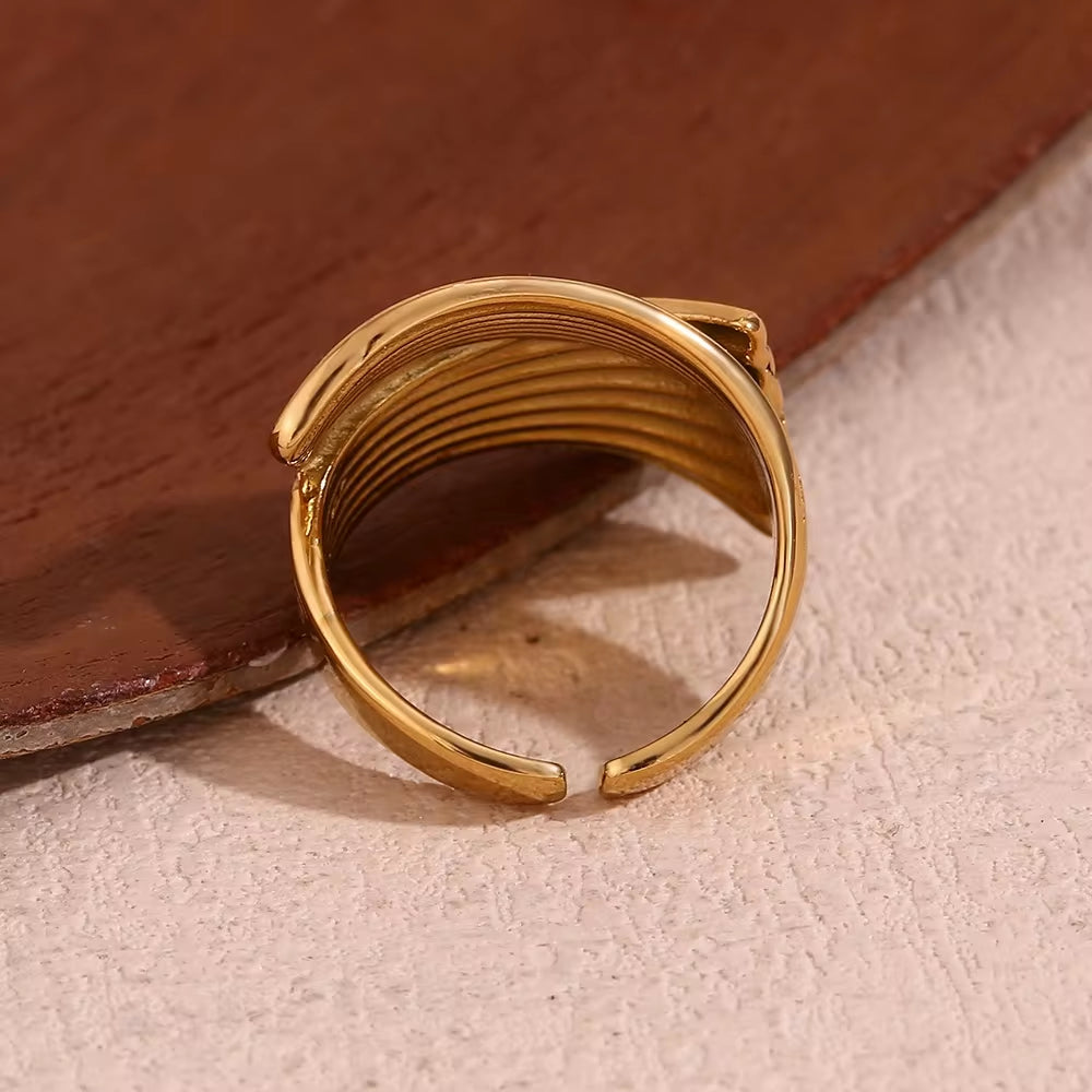 Engraved Cross Signet Ring Gold Plated Statement Jewelry Valentine Jewelry Stainless Steel Rings My Store