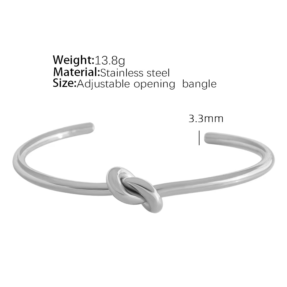 JEWELRY SZ45-7-SZ51 Hot Sale Vintage Fashion Stainless Steel Open Bangle Twist Knot C Shape Bangle for Women My Store