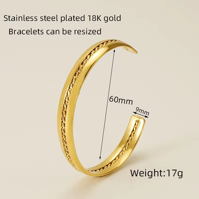 Custom Waterproof Jewelry Stainless Steel Cuban Chain 18K Gold Plated Bracelet for Women Ladies Bracelet Sets My Store