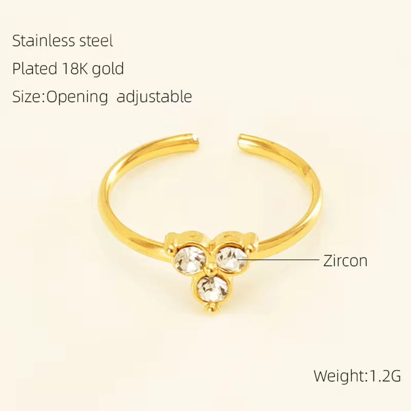 Waterproof 18K Gold Stainless Steel Zircon Ring Adjustable Ring Knotted Titanium Steel Heart Ring INS Wind Jewelry for Woman My Store