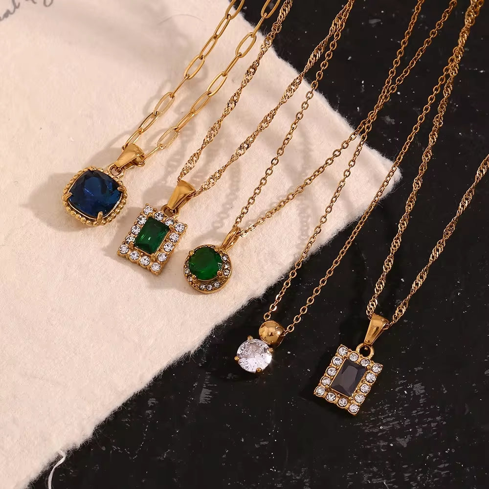 2024 Jewelry Trends Shining Zircon Pendant Necklace Colorful Christmas Jewelry Gift for Women My Store