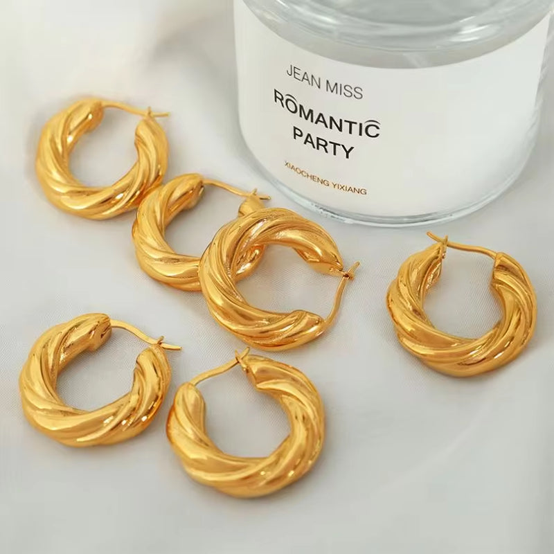 JEWELRY EH193 High Quality Cheap Price Heavy Duty Earrings Stainless Steel 18K Genuine Gold Plated Studs My Store