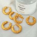 JEWELRY EH193 High Quality Cheap Price Heavy Duty Earrings Stainless Steel 18K Genuine Gold Plated Studs My Store