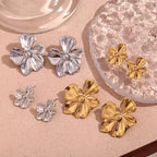 2024 New Arrivals Engraved Flower Earrings Gold Plated Gift for Girls Stainless Steel Stud Earrings My Store