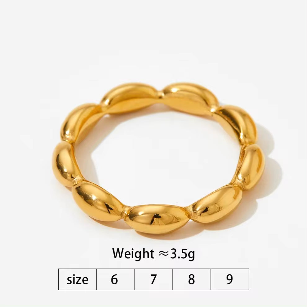 Simple Gold Plated Charm Stainless Steel Jewelry Rings Smooth Oval Bead Finger Wedding Rings for Women My Store
