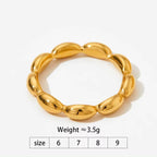 Simple Gold Plated Charm Stainless Steel Jewelry Rings Smooth Oval Bead Finger Wedding Rings for Women My Store