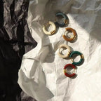 French Stainless Steel Enamel Hoop 18K Gold Plating Colorful Oil Dripping Huggie Clip on Earring for Girls My Store