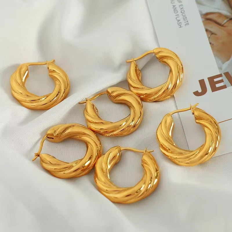 JEWELRY EH193 High Quality Cheap Price Heavy Duty Earrings Stainless Steel 18K Genuine Gold Plated Studs My Store