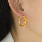 JEWELRY EH173 Knotted Circle Earrings Circle Earrings Stainless Steel 18K Gold Plated Earrings for Women My Store