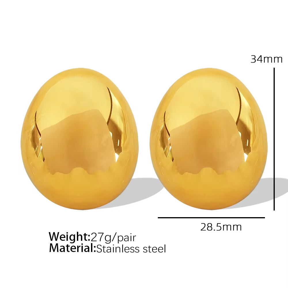 JEWELRY EH148-EH149 Fashion Texture Three-Dimensional Oval Earrings Simple Versatile Earrings for Women My Store
