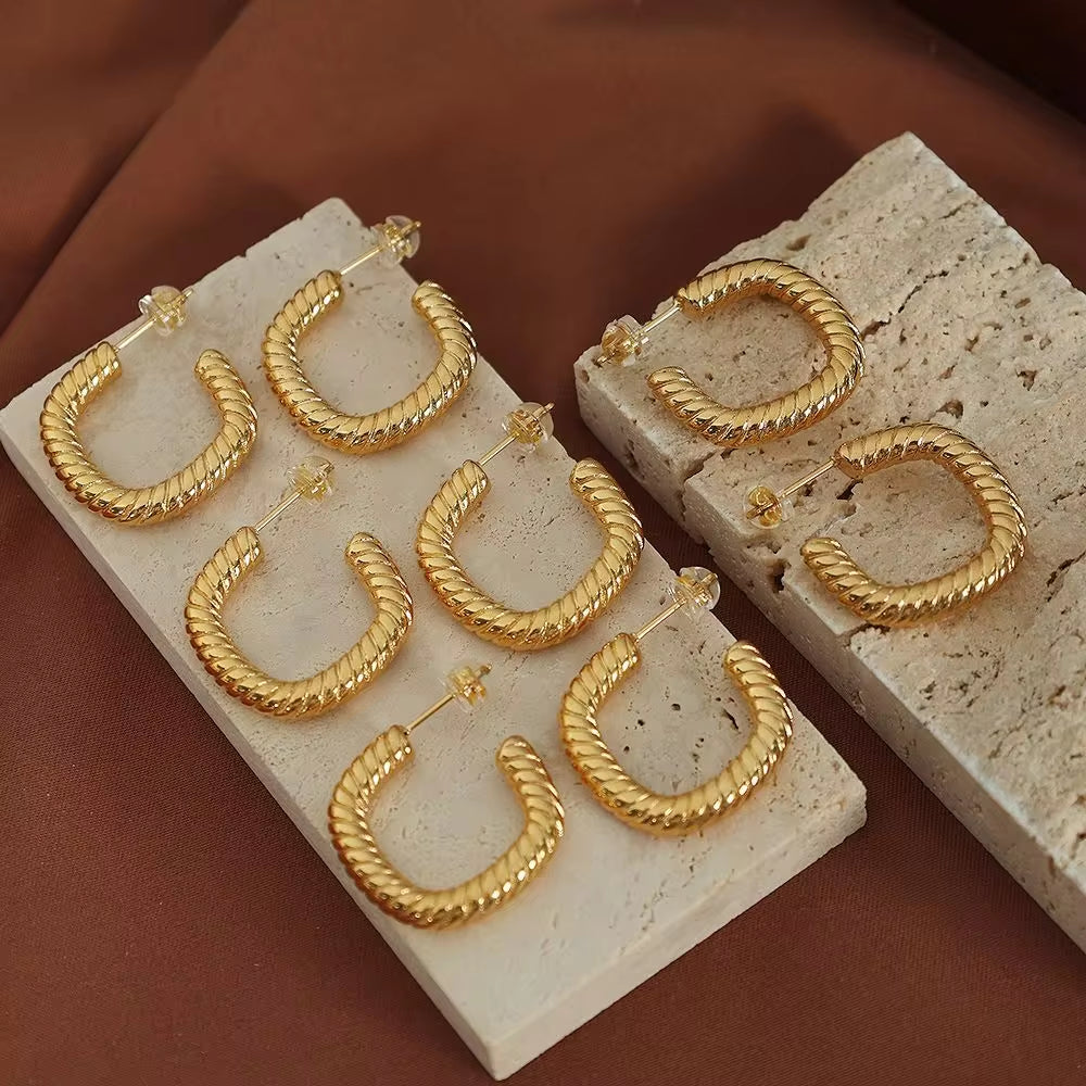 JEWELRY EH18 New Wave Square Earrings Personalized French Light Luxury Retro Chic Earrings My Store