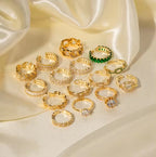 Shiny CZ Stone Cubic Zircon Paved Chain Pig Nose Butterfly 18K Gold Plated Brass Opening Rings My Store