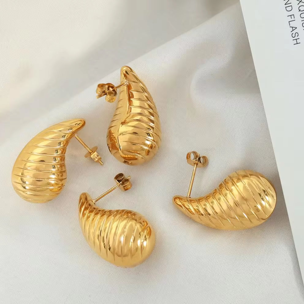 JEWELRY EH229 the Newest Stainless Steel Hollow Threaded Drop Earrings Vintage Style Street Earrings My Store