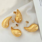 JEWELRY EH229 the Newest Stainless Steel Hollow Threaded Drop Earrings Vintage Style Street Earrings My Store