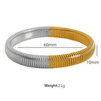 JEWELRY Fashion Stainless Steel Wide Face Bracelet Trendy Color Blocking Bracelet Stretchy Snake Bone for Women My Store