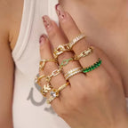 Shiny CZ Stone Cubic Zircon Paved Chain Pig Nose Butterfly 18K Gold Plated Brass Opening Rings My Store