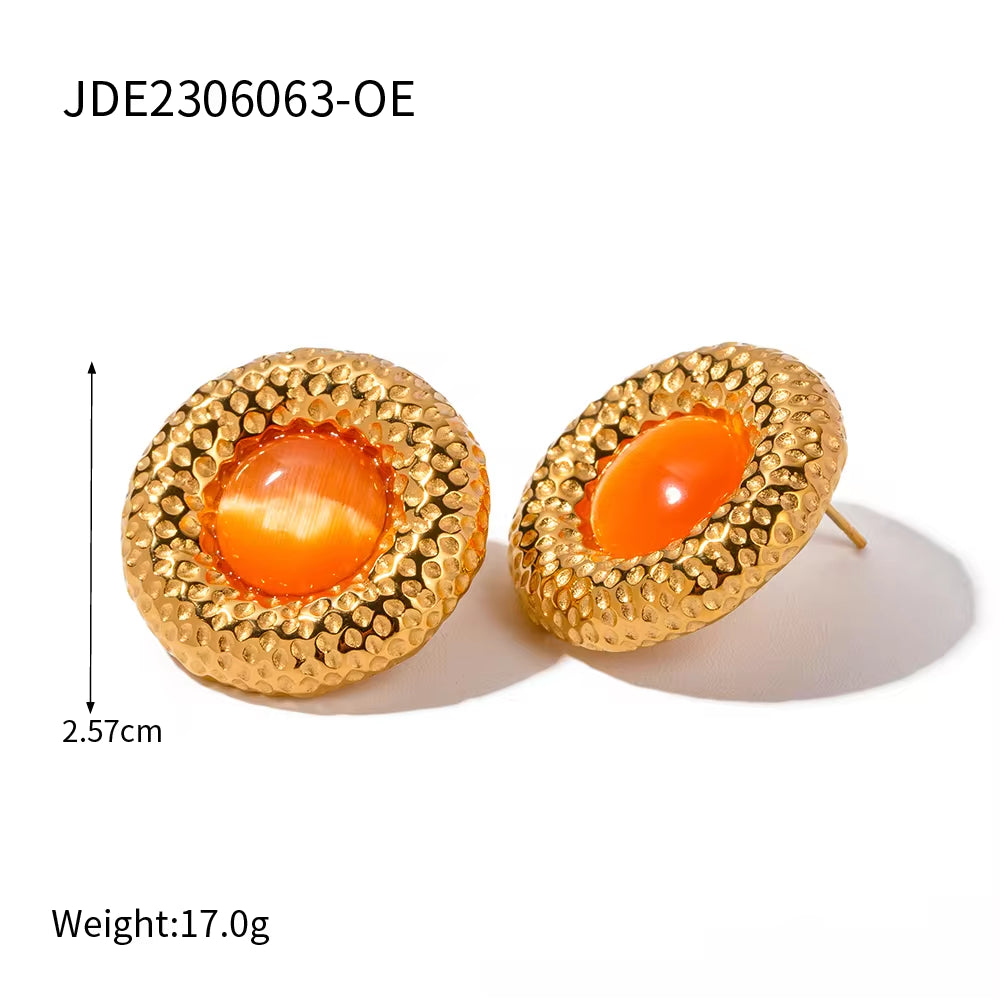 18K Gold Plated Texture Choker Jewelry Set Anniversary Romantic round Shell Pearl Stainless Steel Pendant Necklace My Store