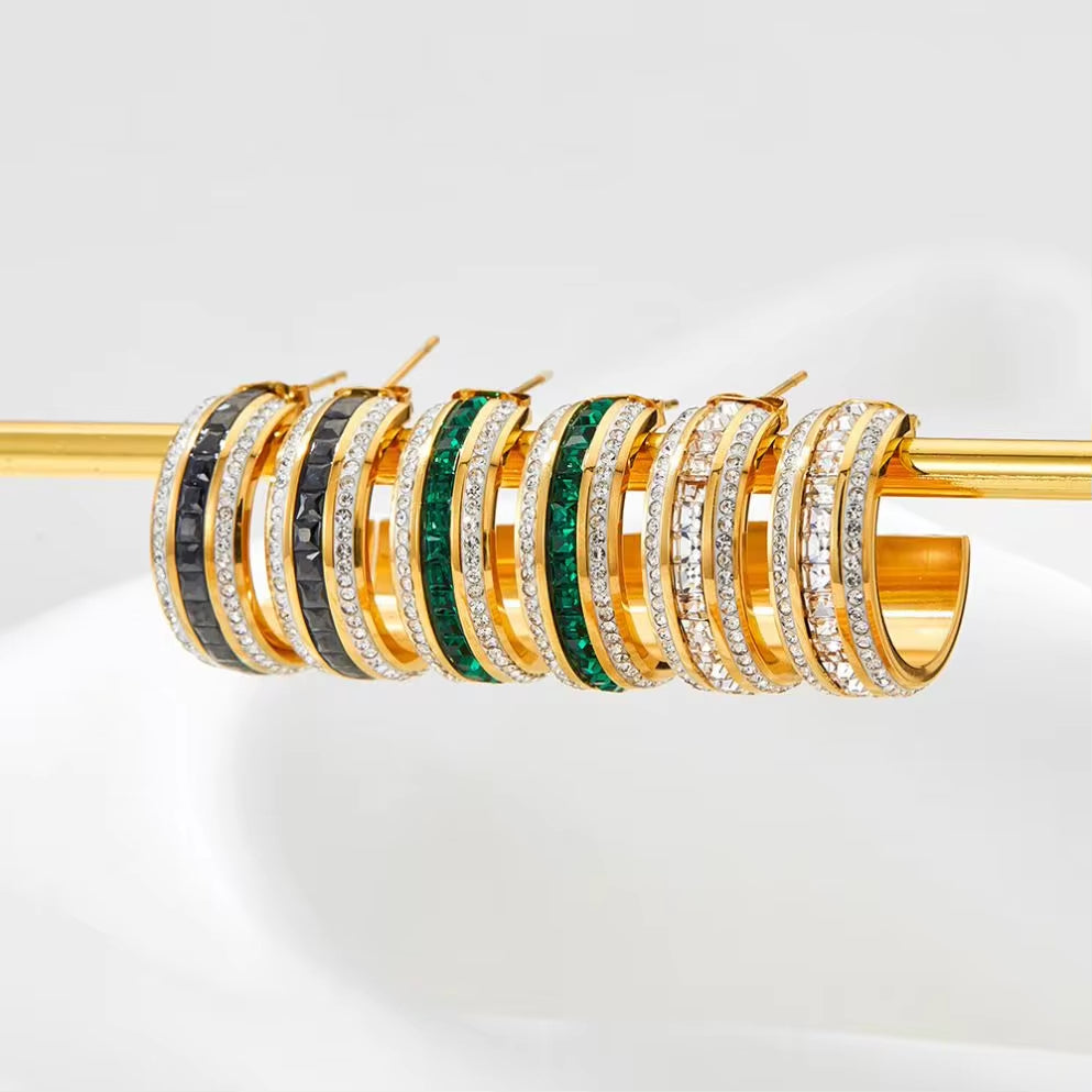 New Ins Designs Minimalist C Shape 18K Gold Plated Zircon Stainless Steel Stud Earrings for Women Jewelry My Store