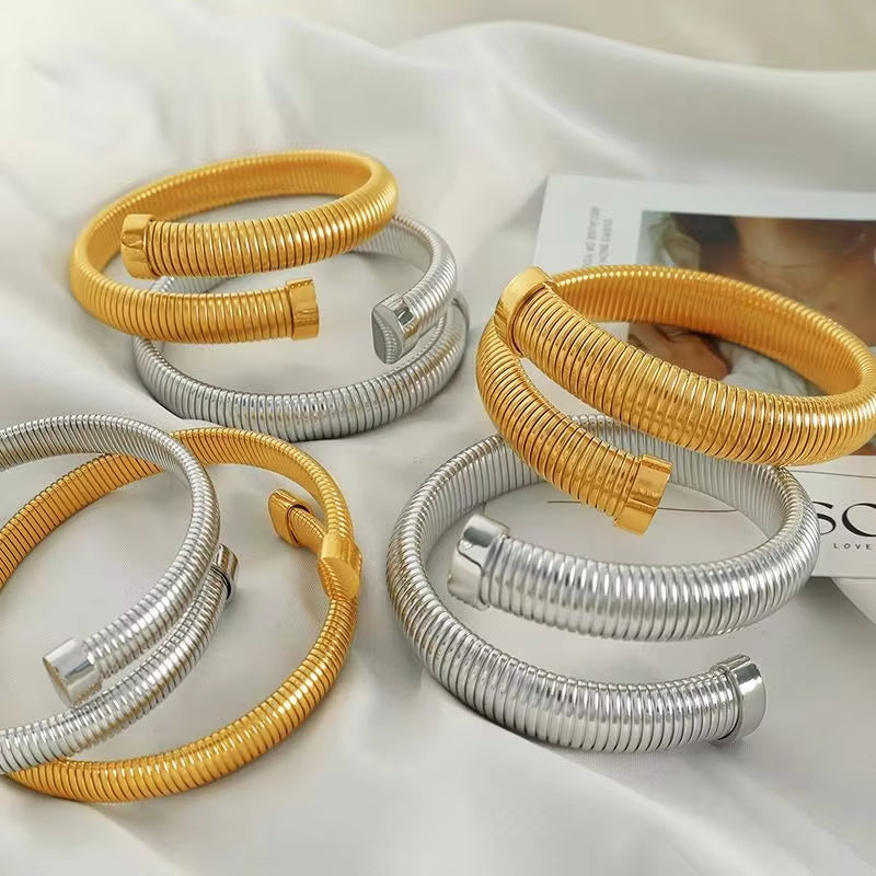 JEWELRY SZ43-4 Hot Selling Stacking Fashion Opening Adjustable Bracelet Stretchy Snake Bone Chain Bangle My Store