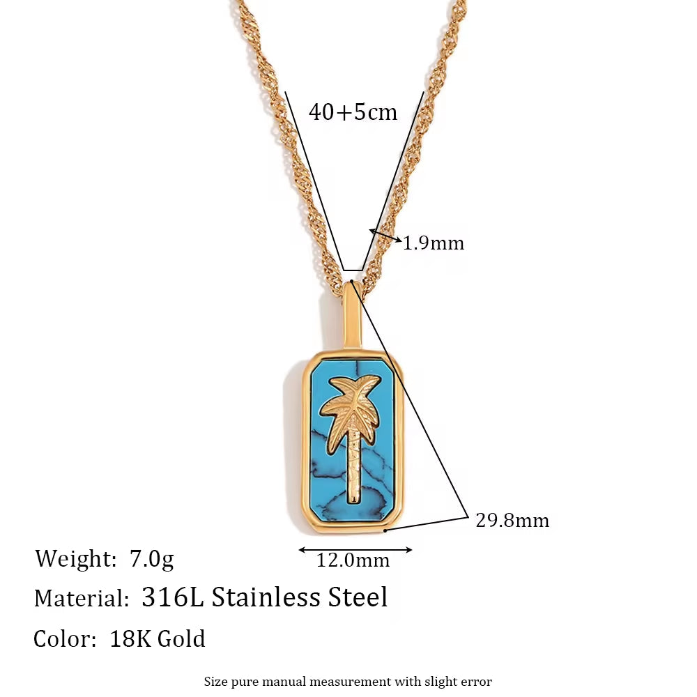 Spring 2024 Fashion Colorful Enamel Coco Pendant Necklace Gold Plated Tarot Necklace Stainless Steel Jewelry My Store