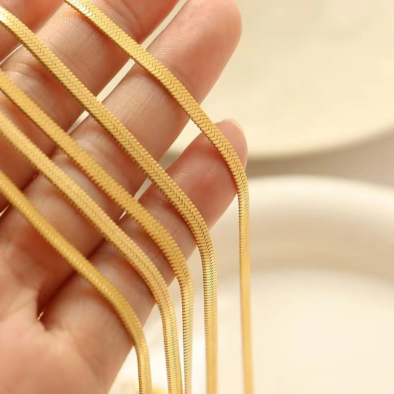 Wholesale Custom Stainless Steel Gold Plated 18K Gold 3Mm Snake Chain Necklace Bracelet Chain Set for Women My Store