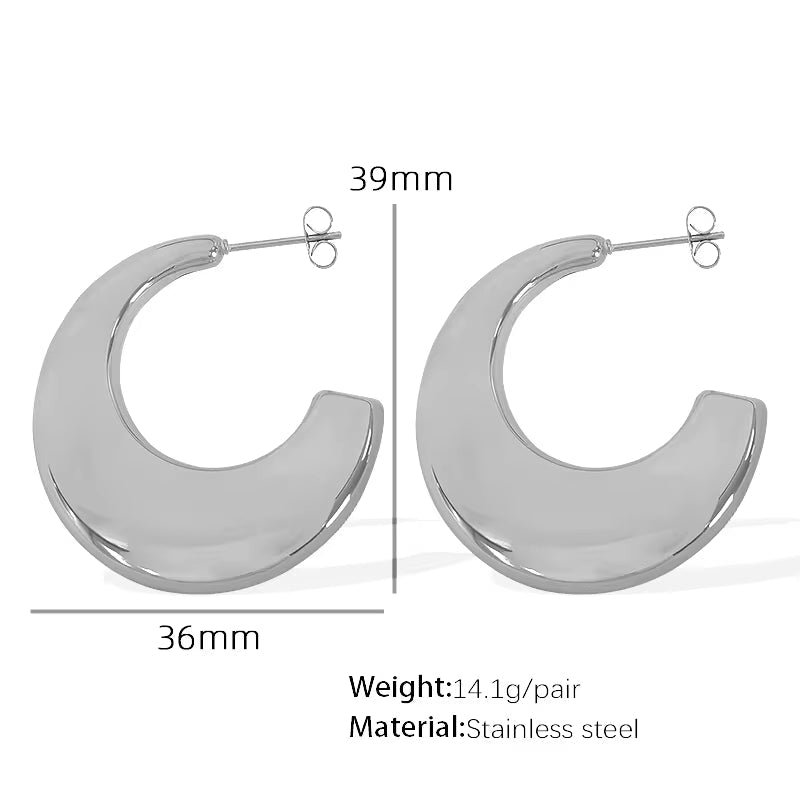 JEWELRY EH183 18K Gold Plated Oval Geometric Earrings Fashionable Temperament Women'S C-Shaped Earrings My Store