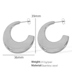 JEWELRY EH183 18K Gold Plated Oval Geometric Earrings Fashionable Temperament Women'S C-Shaped Earrings My Store
