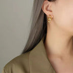 Luxury Sparkle 18K Gold PVD Plated Shiny Party Micro Pave Stainless Steel Chain Earring Non Tarnish & Waterproof Women My Store