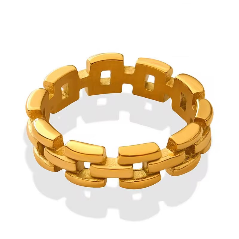 Fashion Simple Design 18K Real Gold Plating Stainless Steel Fashion Women Gold Rings My Store