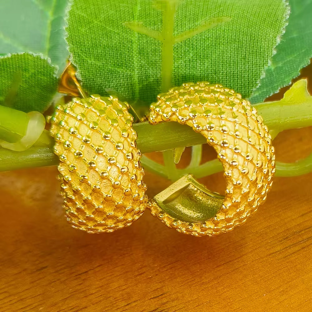 Dropshipping Waterproof Grain Fat Earrings 18K Gold Plated Stainless Steel Tarnish Free Cute Jewelry My Store