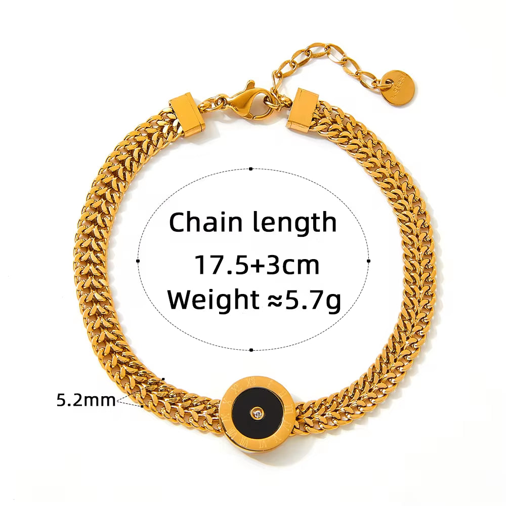 Shell Stainless Steel Charm Gold Cuban Chain Cz Bracelet Bangle Women Trendy Classic Jewelry My Store