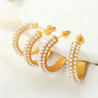 JEWELRY Exaggerated Geometric Circle Jewelry with Diamonds Circle Dangles Stainless Steel Gold Plated Earrings My Store