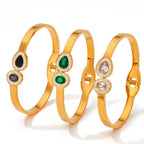 18K Gold Plated White Cubic Zirconia Setting Stainless Steel Band Bangles for Female My Store