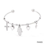 Tarnish Free Gold Plated Open Cuff Bangle Stainless Steel Eye Heart Zircon Cross Hasma Hand North Star Charms Bracelets & Bangle My Store