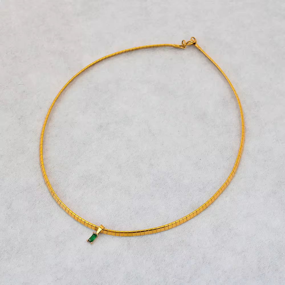 Fashion Rainbow Zircon Pendant Necklace INS Choker Chain Collar for Women Jewelry 18K Gold Stainless Steel Jewelry My Store